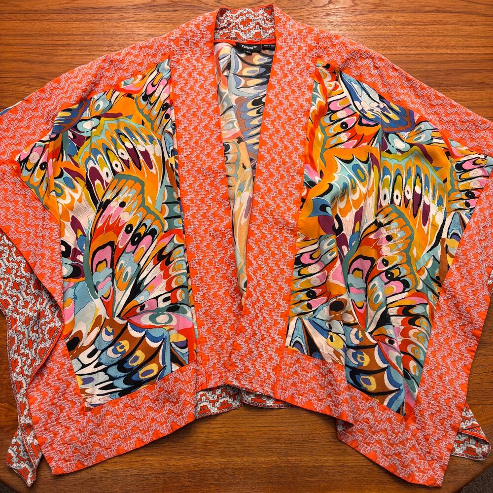 Tolani Women's Kimono Style Open Cardigan in Orange One Size